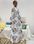 Abaya-inspired ankle-length dress with flared sleeves and waist tie